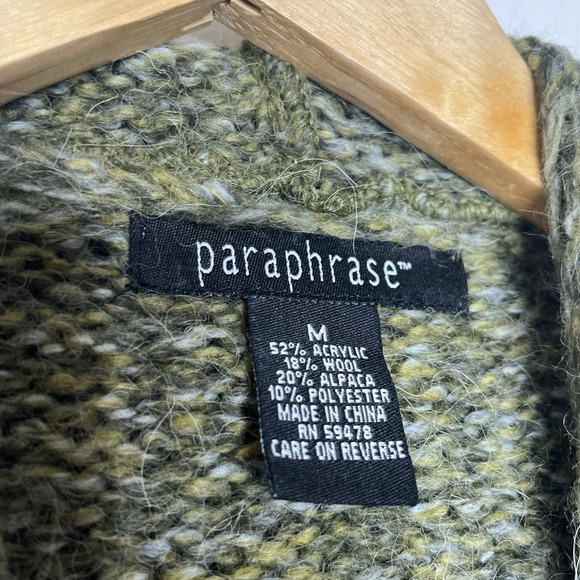 Paraphrase Wool Alpaca Zip Hoodie Sweater Womens M Indie Earthy Goblincore Y2K - Picture 5 of 6